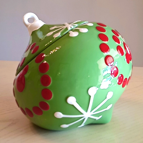Real Home M&M's Christmas Green Ball Tree Ornament Cookie/Candy Jar. Like New! - Picture 6 of 15